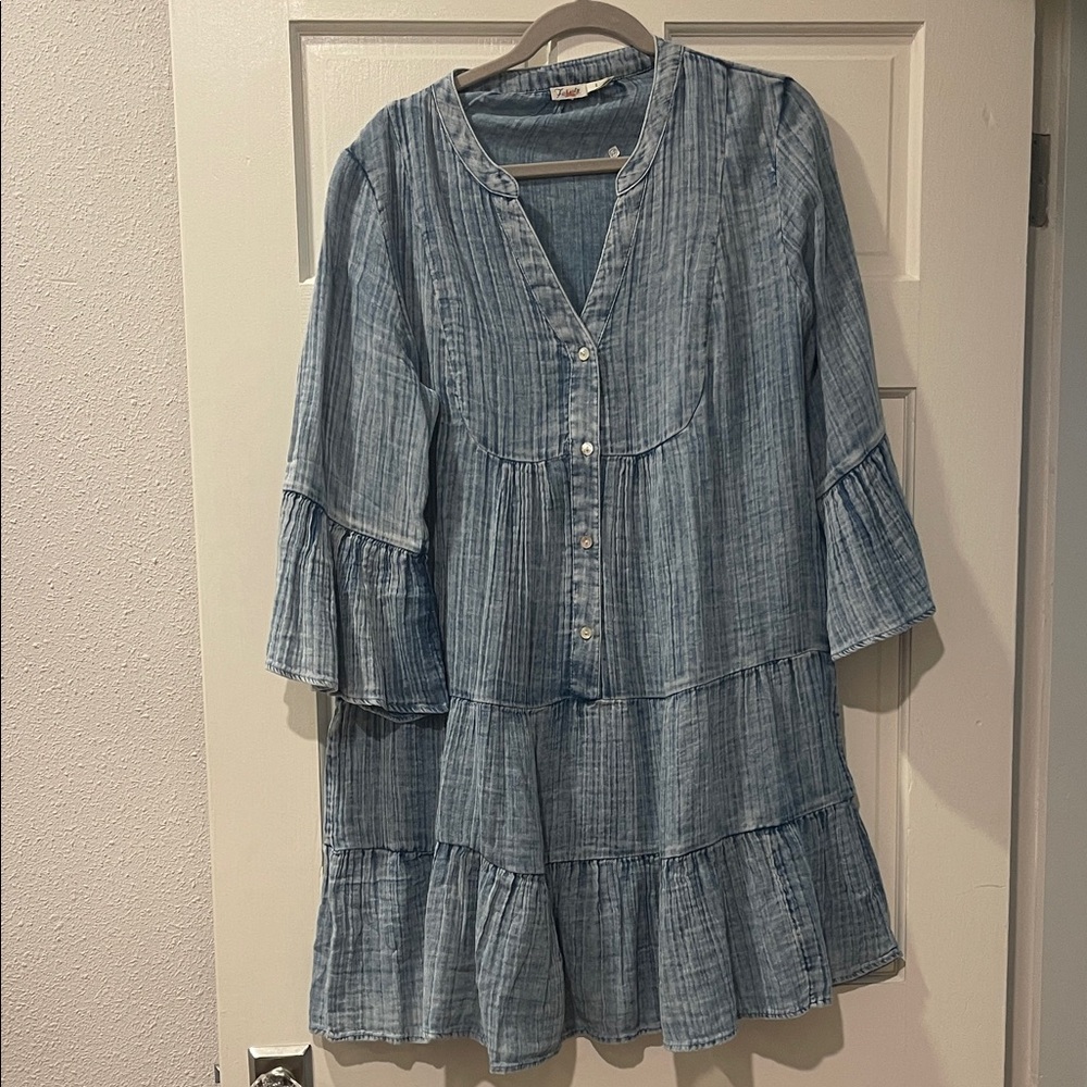 Faherty Blue Crinkled Gauze Women's Dress—WORN ONCE! - Picture 4 of 5